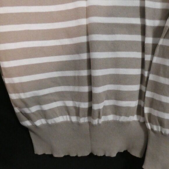 GEORGE | medium | Beige and White Striped V-Neck Lightweight Sweater - Picture 13 of 14
